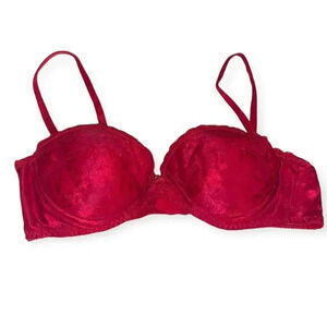Vintage 80s jacquard red push up bra